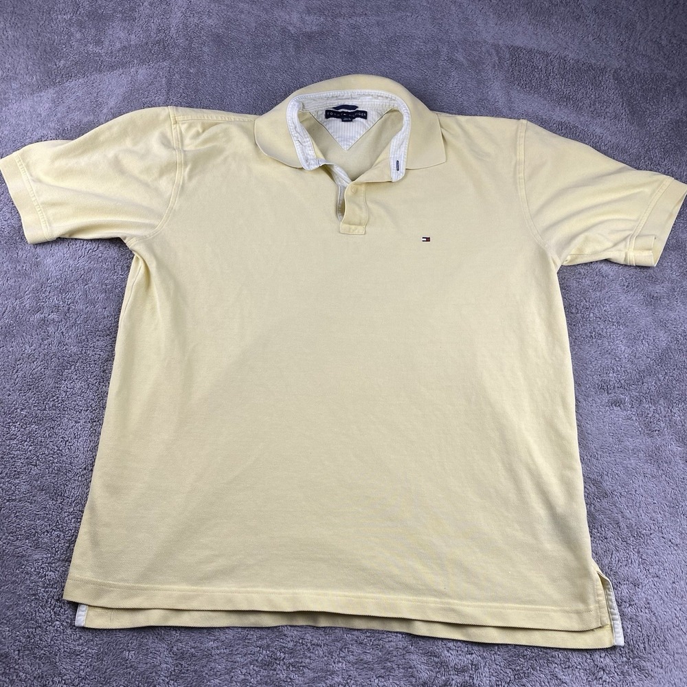 Tommy Hilfiger Polo‎ Shirt Mens XL Yellow Casual Short Sleeve